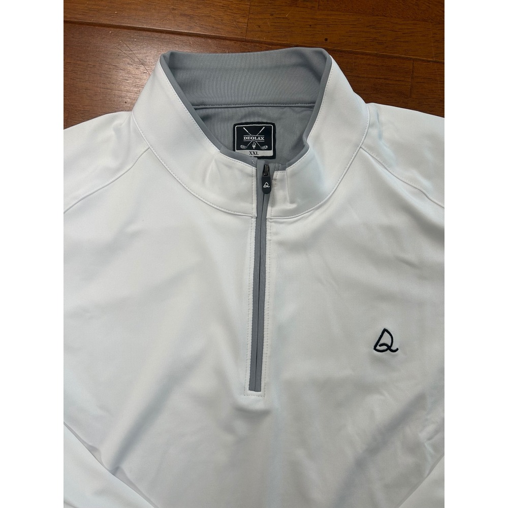 DEOLAX 1/4 Zip Pullover Mens XXL White Golf Long Sleeve Performance Shirt